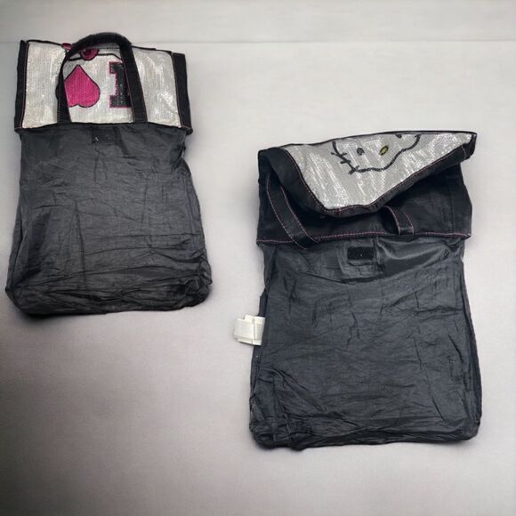 I 💗 Hello Kitty l Silver Sequined Tote l Black & Pink l Double-handle l EUC - Picture 7 of 10